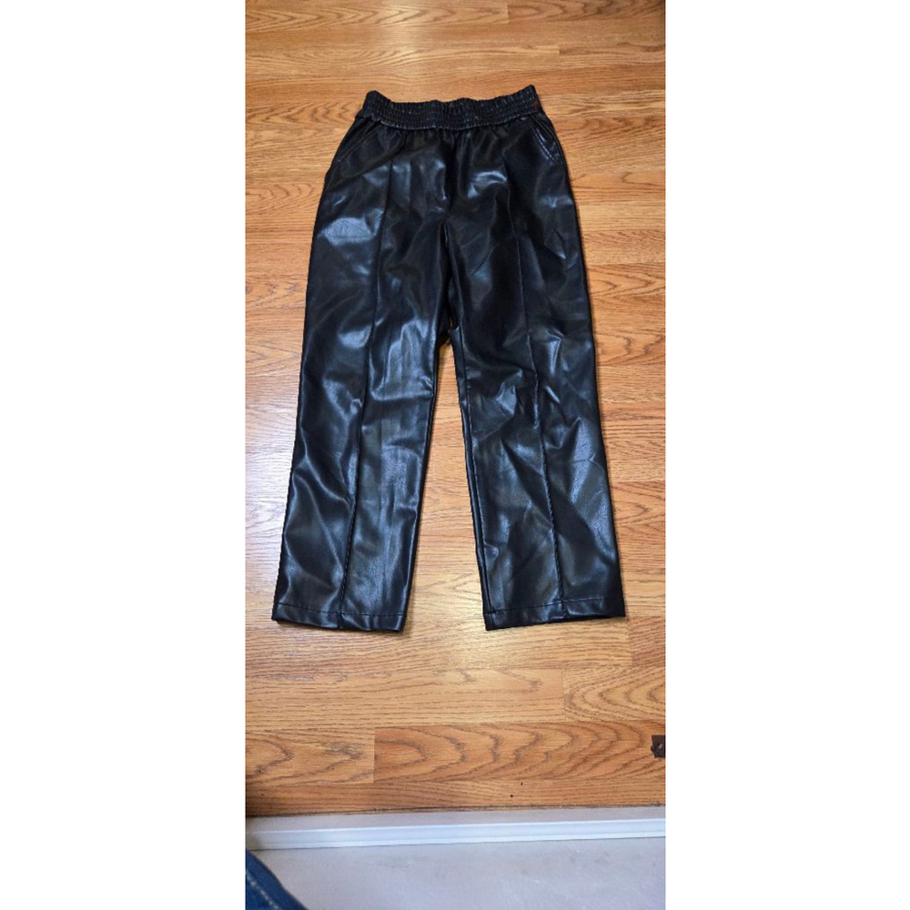 H&M Black Faux Leather Trousers Size 6 - Picture 2 of 10